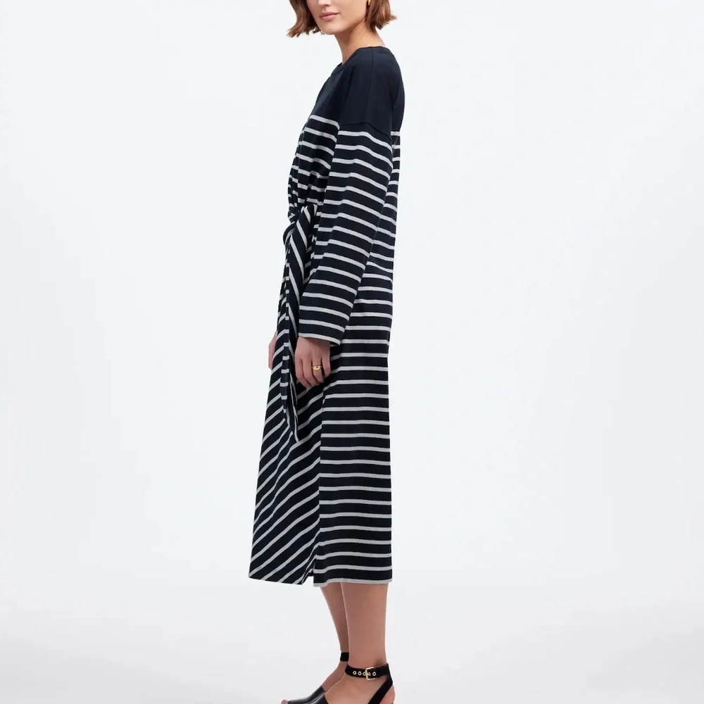 Madewell Side-Tie Knit Maxi Dress in‎ Stripe Size L - Picture 7 of 10